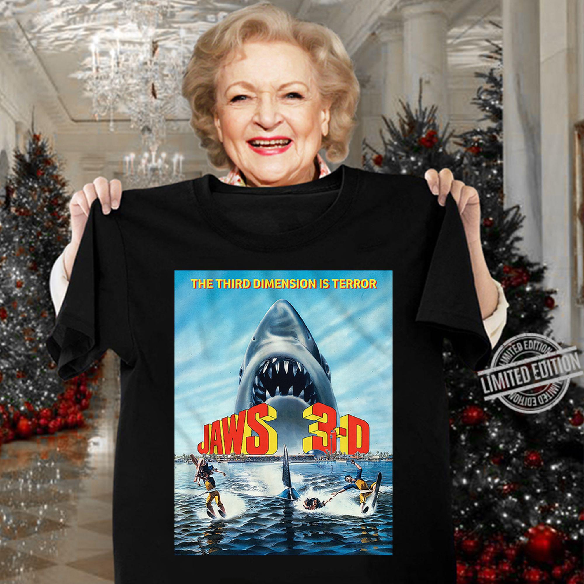 Movie Poster Jaws 3-d t-shirt woman shirt