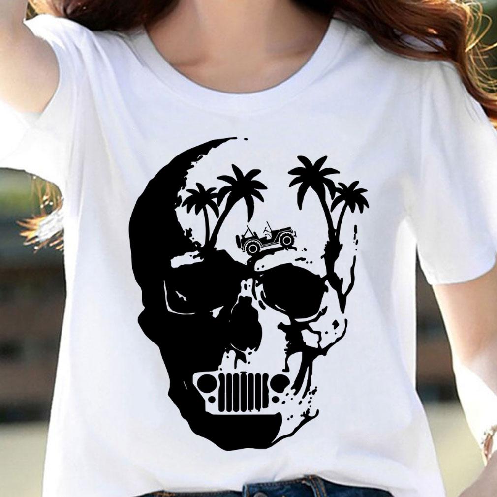 Official Jeep skull palm tree t-shirt woman shirt