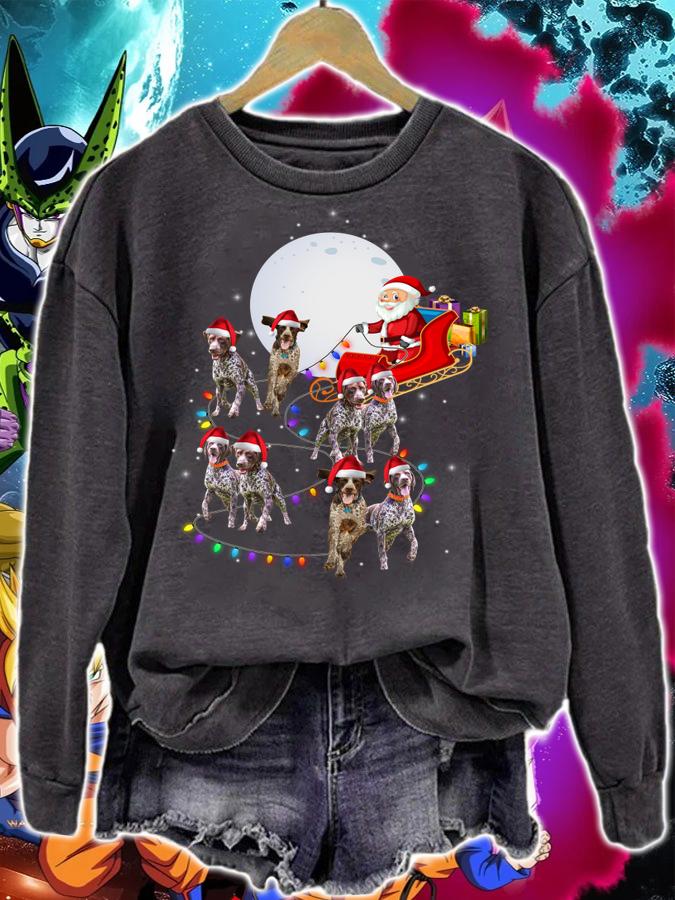 German Shorthaired Pointer Christmas Reindeer Lights Gifts t-shirt sweatshirt