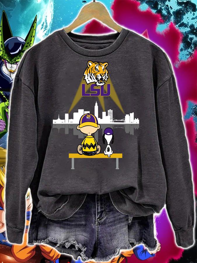 LSU Tigers Logo Snoopy and Charlie Brown t-shirt sweatshirt
