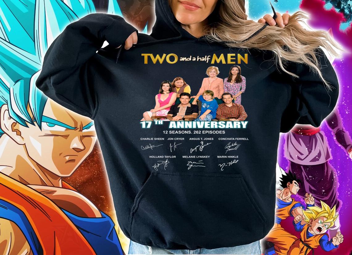 Two and a Half Men 17th anniversary characters signature t-shirt hoodie