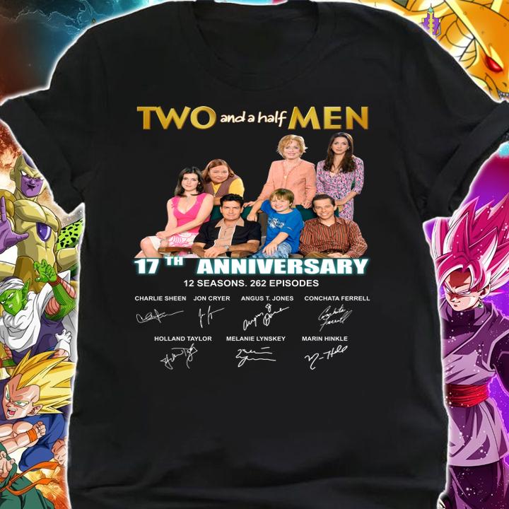 Two and a Half Men 17th anniversary characters signature t-shirt shirt