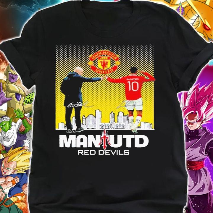 Erik Ten Hag and Macus Rafosh Man Utd Red Devils shirt t-shirt shirt