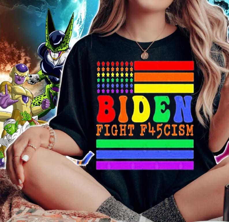 Biden Fight F45cism Anti Republican Pride Flag LGBTQ Shirt t-shirt woman shirt