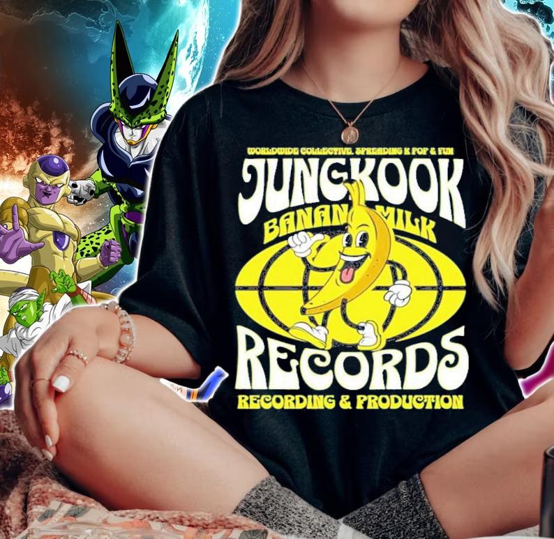 Jungkook BTS Banana Milk Records T-Shirt t-shirt woman shirt