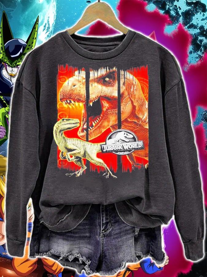 Jurassic Park Jurassic World T-Rex and Raptor Distressed Panels shirt t-shirt sweatshirt