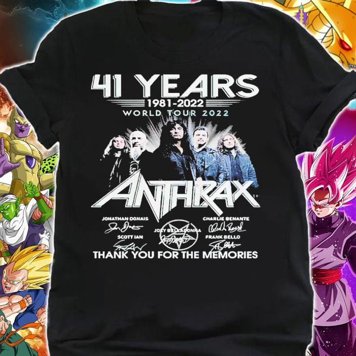 41 Years 1981-2022 World Tour 2022 Anthrax Band Signatures Thank You For The Memories t-shirt shirt