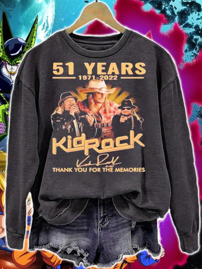 51 Years 1971-2022 Kid Rock Signatures Thank You For The Memories t-shirt sweatshirt
