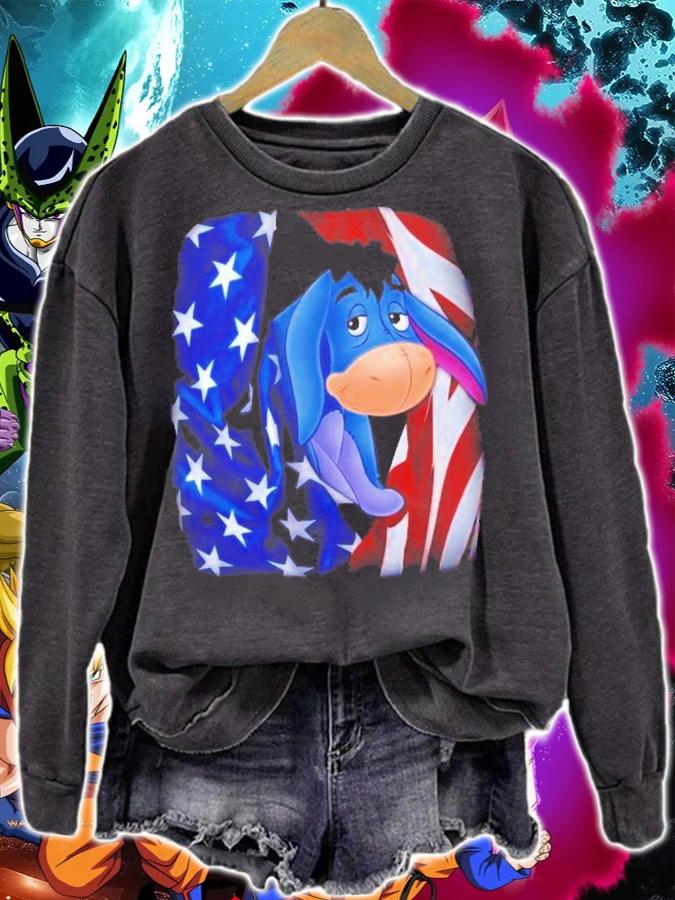 Eeyore Flag American 4th Of July Colorful Disney Graphic Cartoon T-Shirt t-shirt sweatshirt