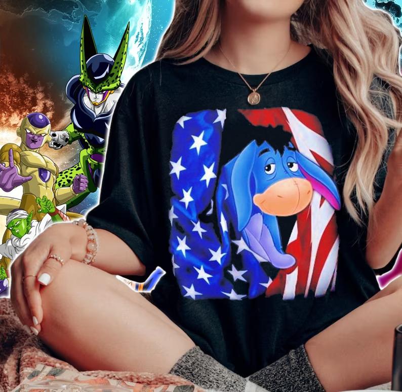 Eeyore Flag American 4th Of July Colorful Disney Graphic Cartoon T-Shirt t-shirt woman shirt