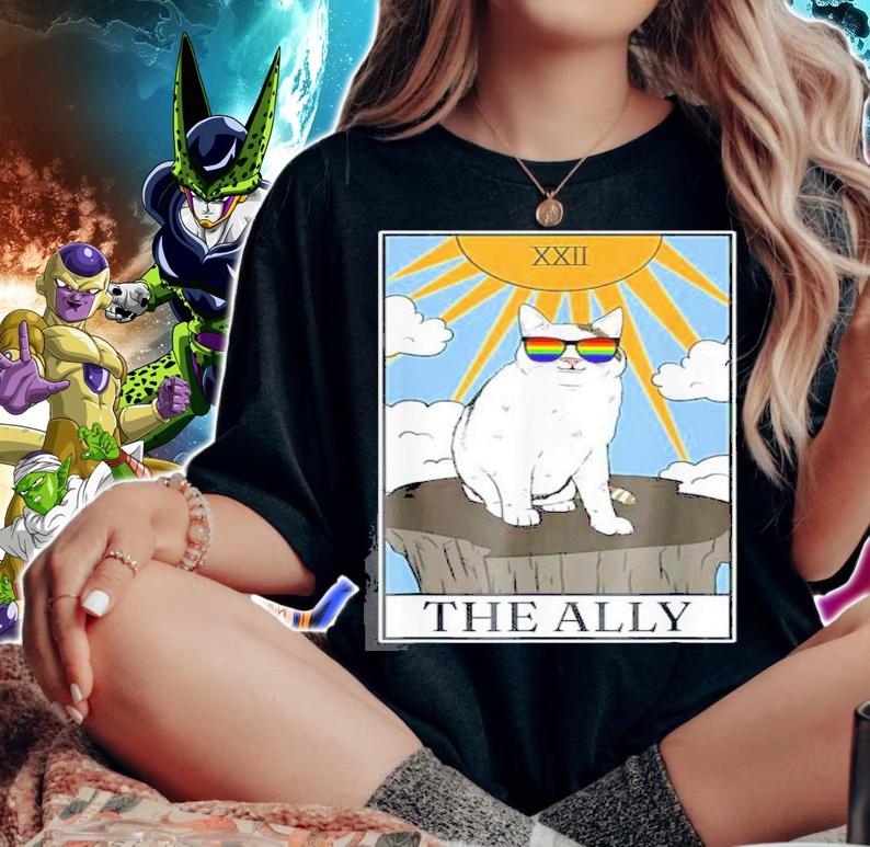 Gay Pride Pride Sunglasses Ally Cat Tarot Card T-Shirt t-shirt woman shirt