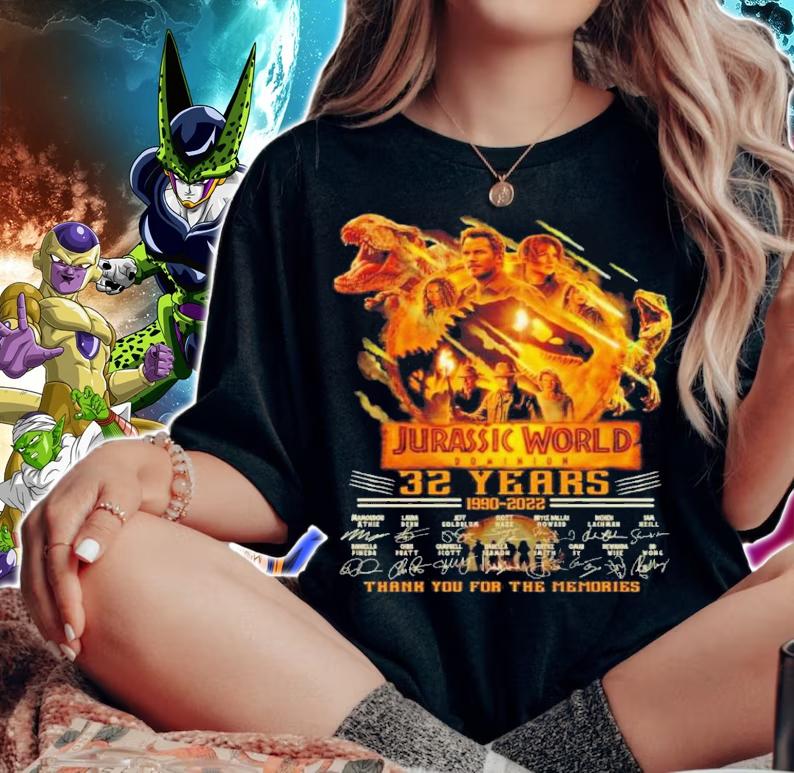 Jurassic World 32 Years 1990-2022 Signatures Thank You For The Memories Shirt t-shirt woman shirt