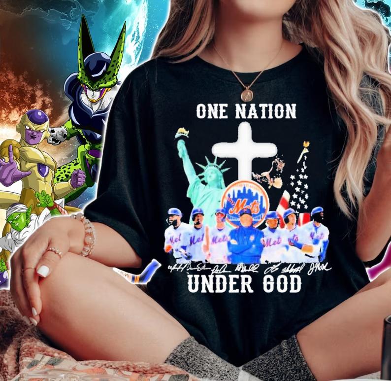One Nation Under God New York Mets 2022 Signatures T-Shirt t-shirt woman shirt