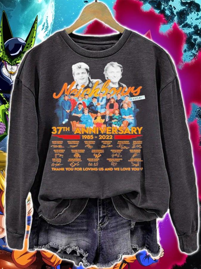 Neighbours 37th anniversary 1985 2022 thank you for loving US and we love you signatures t-shirt sweatshirt