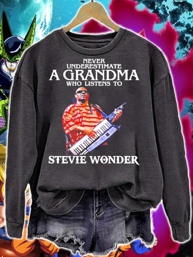 Never Underestimate A Grandma Who Listens To Stevie Wonder Shirt t-shirt sweatshirt