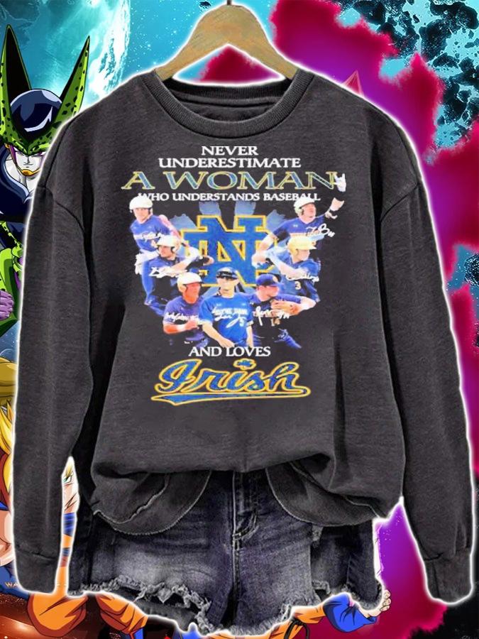 Never Underestimate A Woman And Loves Irish Baseball Team Signatures Shirt t-shirt sweatshirt
