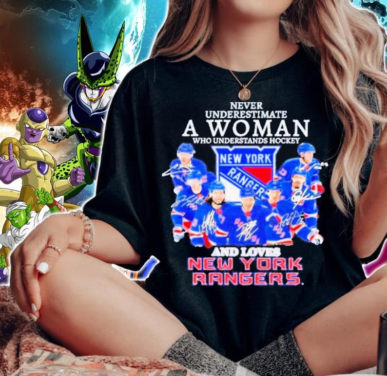 Never Underestimate A Woman Who Understands Hockey And Lives New York Rangers Signatures t-shirt woman shirt