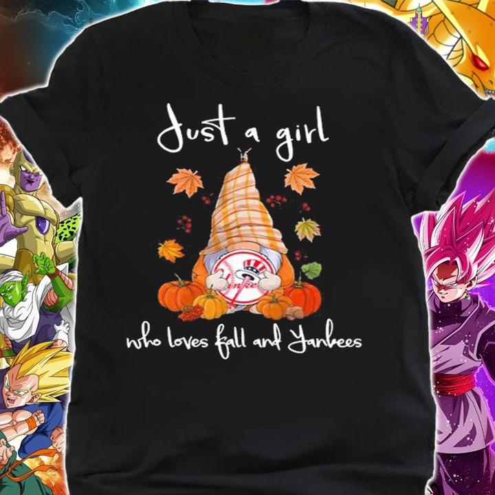 Gnome Just A Girl Who Loves Fall And New York Yankees Halloween t-shirt shirt