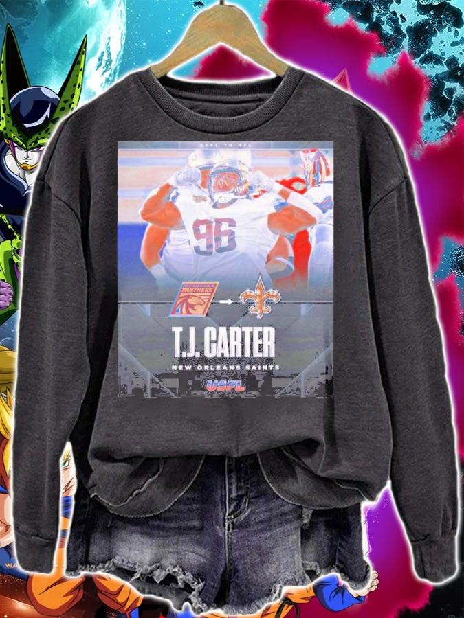 USFL Michigan Panthers DL T J Carter Signed With New Orleans Saints Shirt t-shirt sweatshirt