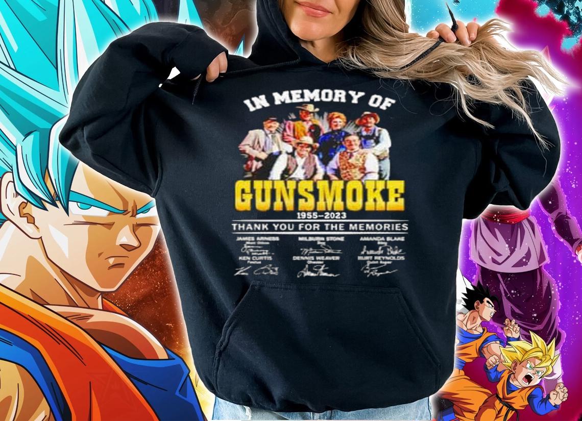 In Memory Of Gunsmoke 1955-2023 Thank You For The Memories Signatures t-shirt hoodie