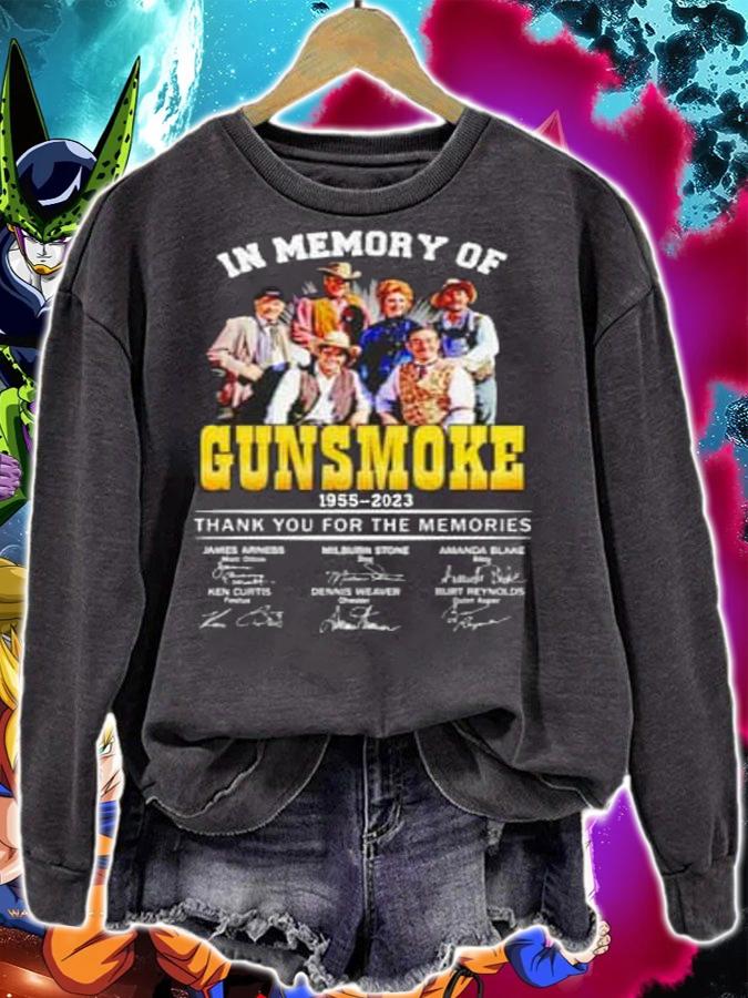 In Memory Of Gunsmoke 1955-2023 Thank You For The Memories Signatures t-shirt sweatshirt