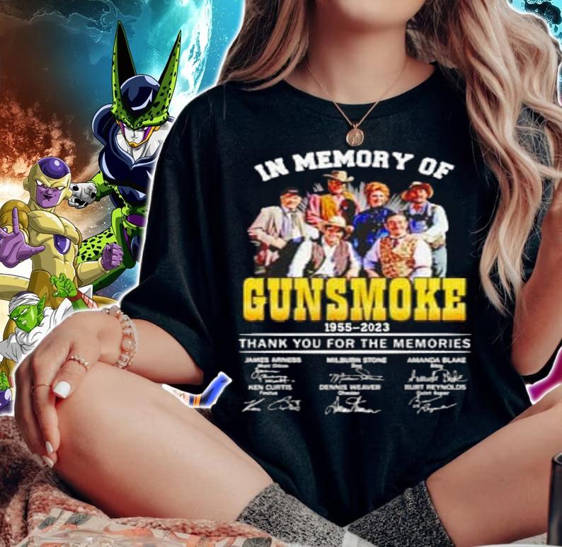 In Memory Of Gunsmoke 1955-2023 Thank You For The Memories Signatures t-shirt woman shirt