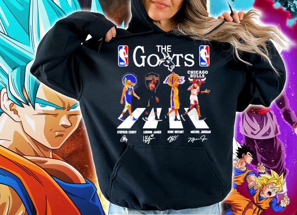 The Goats Abbey Road Stephen Curry Lebron James Kobe Bryant Michael Jordan Signatures Shirt t-shirt hoodie