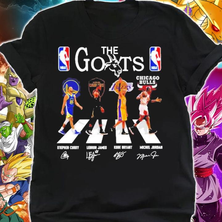 The Goats Abbey Road Stephen Curry Lebron James Kobe Bryant Michael Jordan Signatures Shirt t-shirt shirt