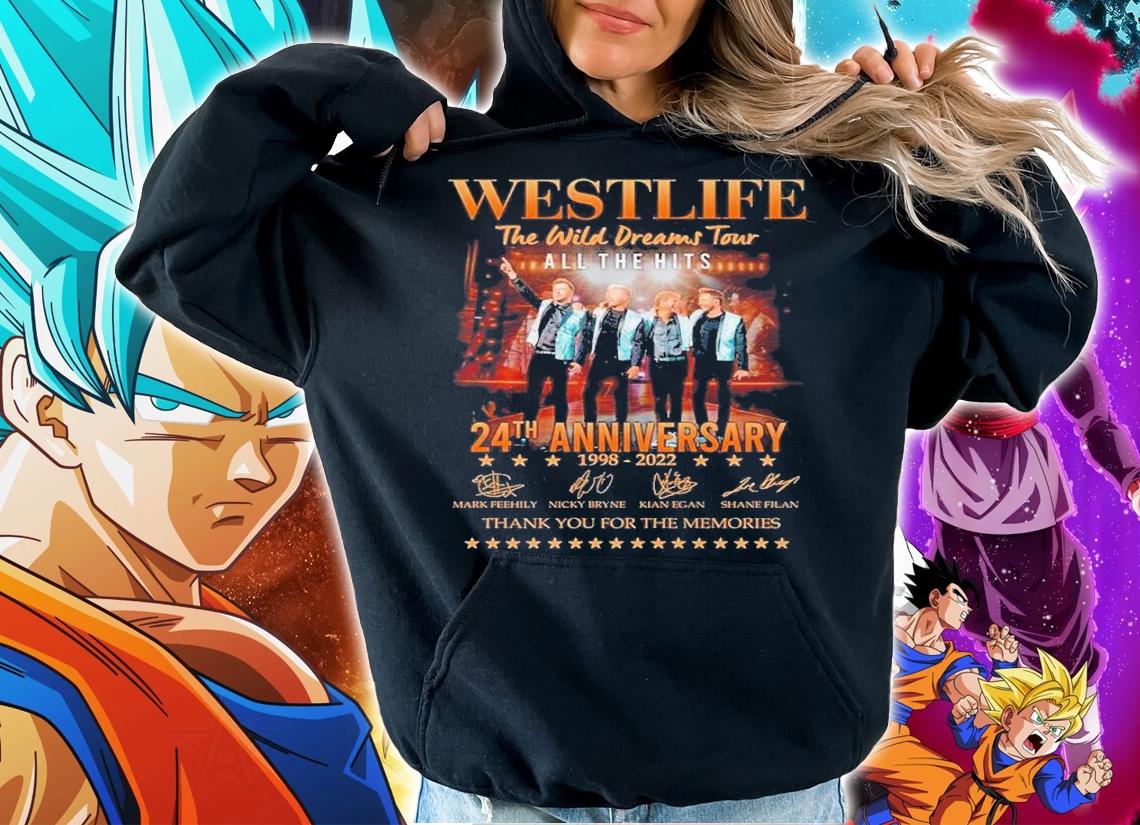 Westlife The Wild Dreams Tour All The Hits 24th Anniversary 1998-2022 Signatures Thank You For The Memories Shirt t-shirt hoodie