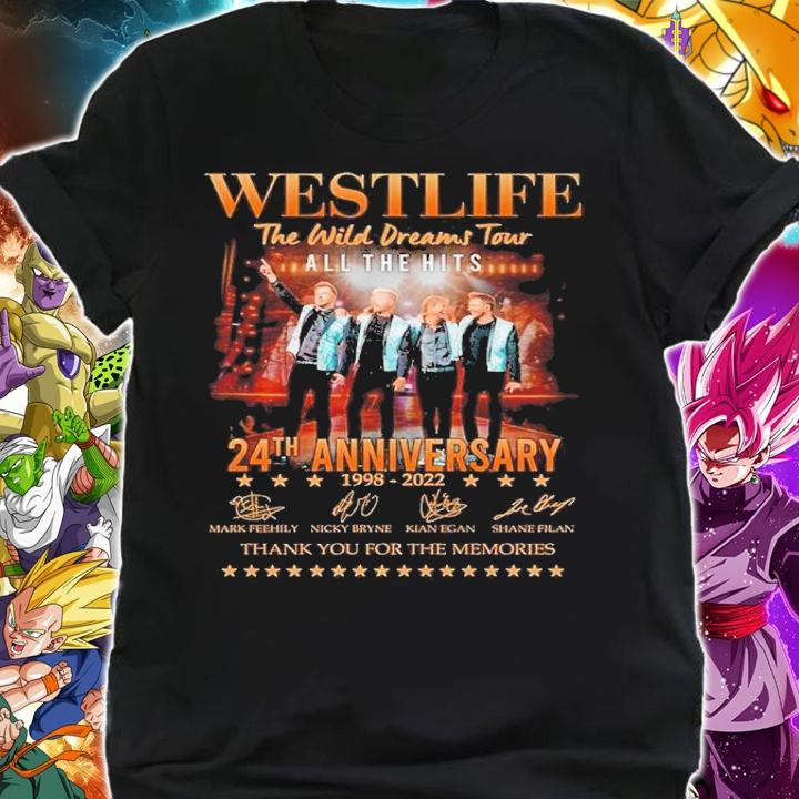 Westlife The Wild Dreams Tour All The Hits 24th Anniversary 1998-2022 Signatures Thank You For The Memories Shirt t-shirt shirt