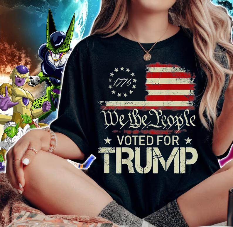 1776 American Flag I Voted For Trump We The People Vintage T-Shirt t-shirt woman shirt
