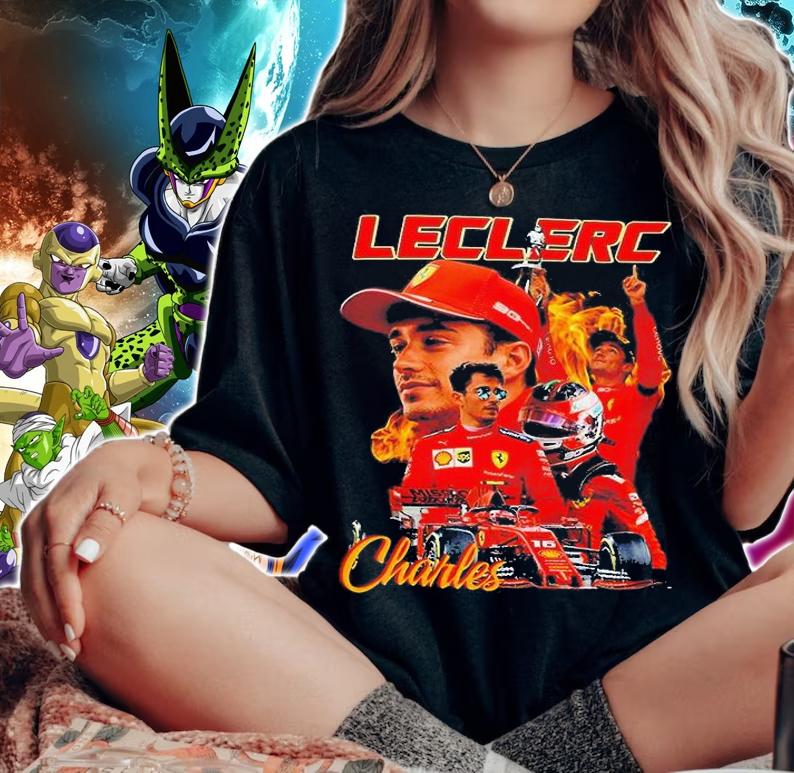 90s Vintage Charles Leclerc Scuderia Ferrari F1 T-Shirt t-shirt woman shirt