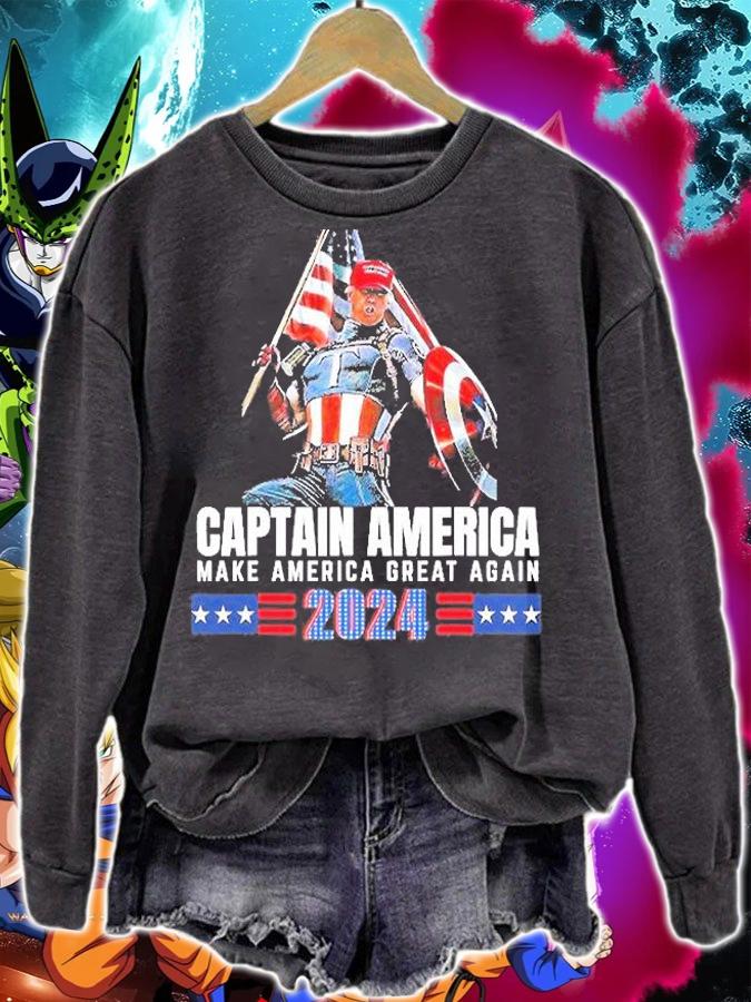 Again American Captain Trump 2024 Make America Great Funny T-Shirt t-shirt sweatshirt