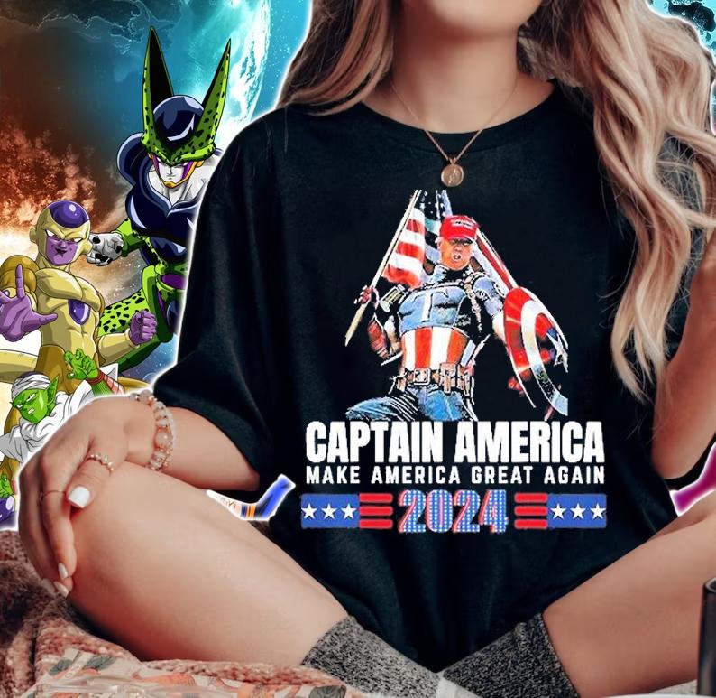 Again American Captain Trump 2024 Make America Great Funny T-Shirt t-shirt woman shirt