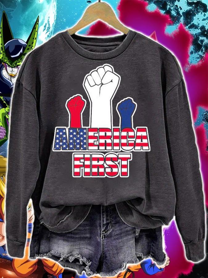 America First Fist USA Flag T-Shirt t-shirt sweatshirt