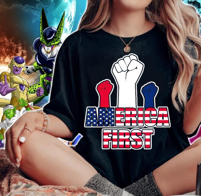 America First Fist USA Flag T-Shirt t-shirt woman shirt