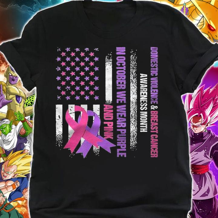 American Flag Breast Cancer And Domestic Violence Awareness Shirt t-shirt shirt