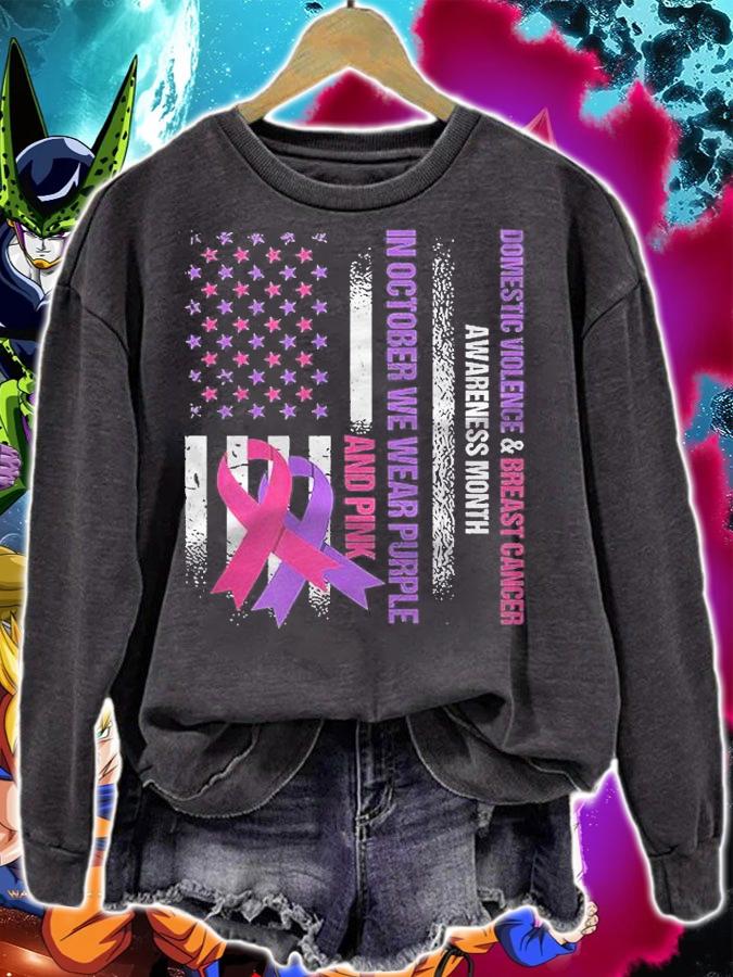 American Flag Breast Cancer And Domestic Violence Awareness Shirt t-shirt sweatshirt