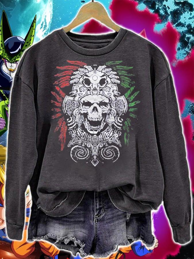 Ancient Aztec King Mexican Skull Mayan Mask Calavera Azteca Shirt t-shirt sweatshirt