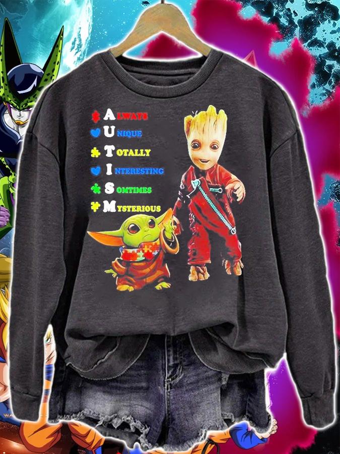 Baby Yoda and baby Groot Autism always unique totally interesting shirt t-shirt sweatshirt