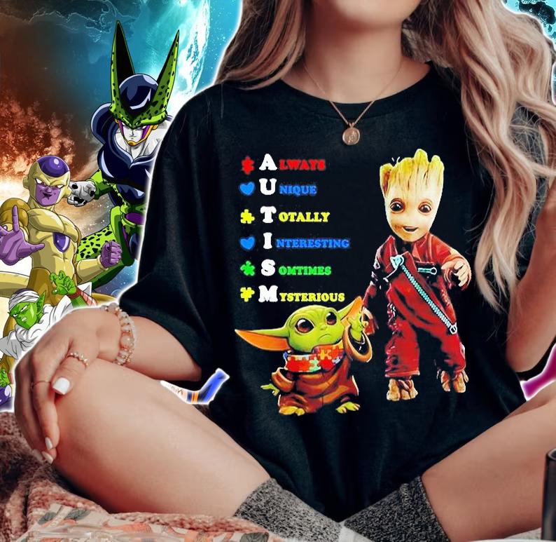 Baby Yoda and baby Groot Autism always unique totally interesting shirt t-shirt woman shirt