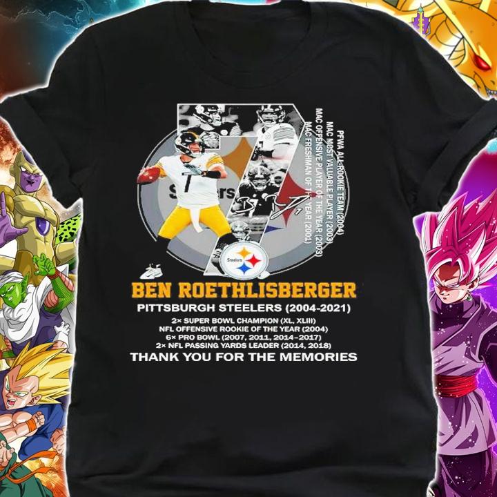 Ben Roethlisberger Pittsburgh Steelers 2004-2021 Signatures Thank You For The Memories Shirt t-shirt shirt