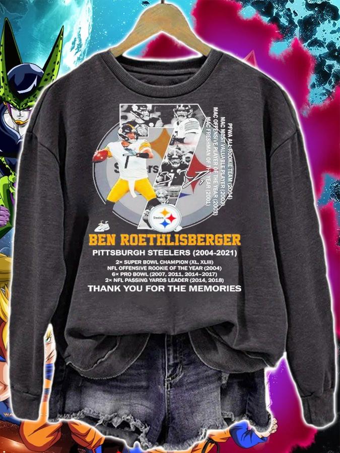 Ben Roethlisberger Pittsburgh Steelers 2004-2021 Signatures Thank You For The Memories Shirt t-shirt sweatshirt