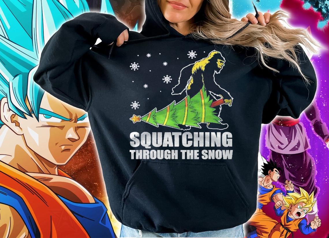 Bigfoot Squatching Through The Snow Holiday Gift Christmas Shirt t-shirt hoodie
