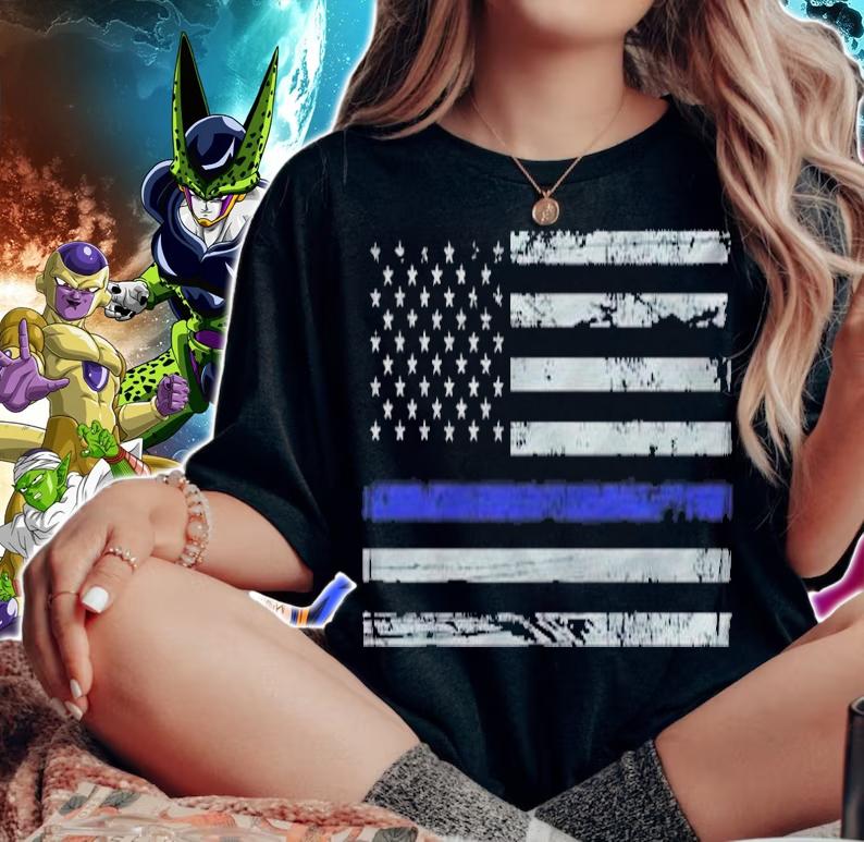 Blue Lives Matter Thin Blue Lives Line Flag t-shirt woman shirt