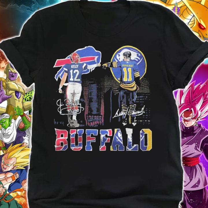 Buffalo Jim Kelly and Buffalo Sabres Pete Ault signatures shirt t-shirt shirt
