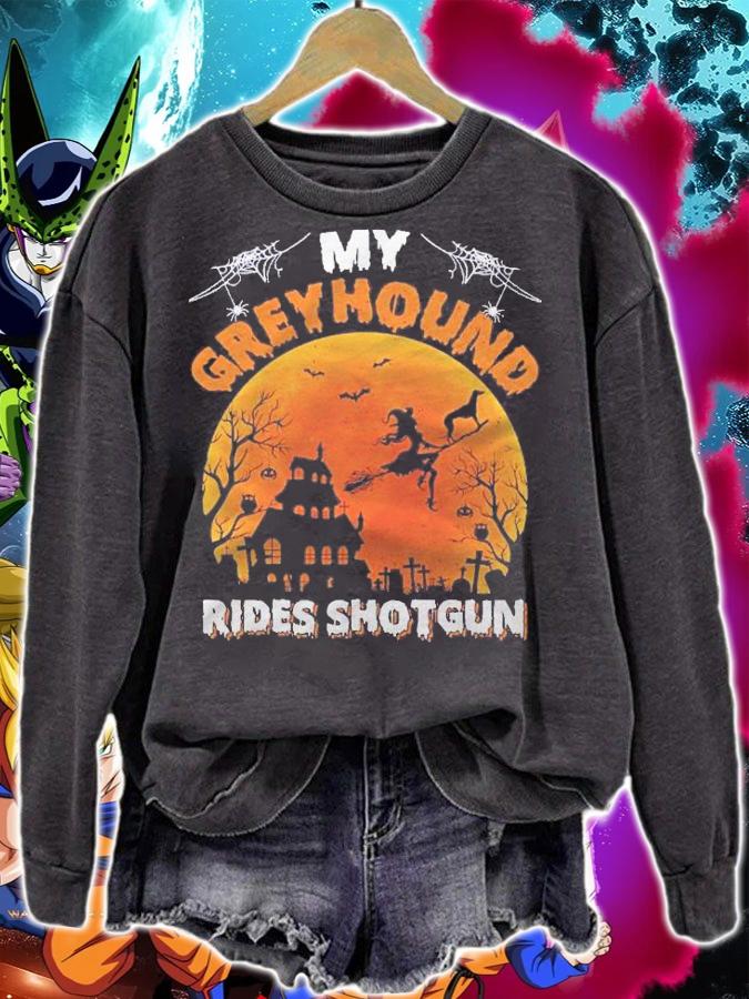 My Greyhound Rides Shotgun Funny Greyhound Dog Halloween Shirt t-shirt sweatshirt