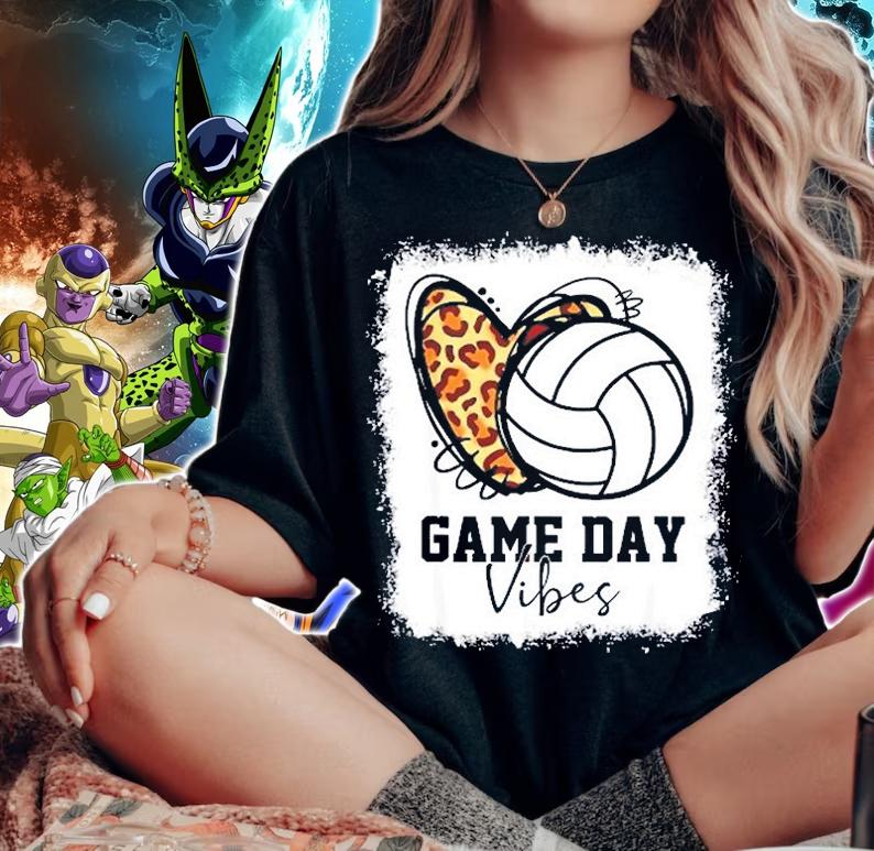 Volleyball Game Day Vibes Volleyball Mom Game Day Bleached T-Shirt t-shirt woman shirt