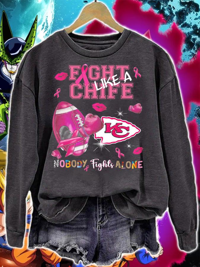Kansas City Chiefs Fight Chiefs Like A Nobody Fights Alone Breast Cancer t-shirt sweatshirt