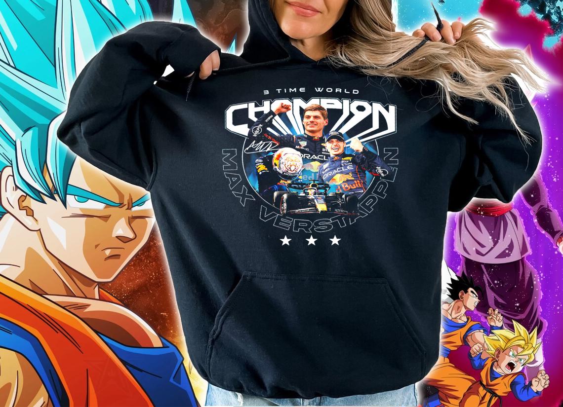 Max Verstappen 3 Time World Champion Signature t-shirt hoodie